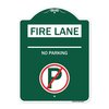 Signmission Fire Lane-No Parking W/ No Parking, Green & White Aluminum Sign, 18" x 24", GW-1824-24010 A-DES-GW-1824-24010